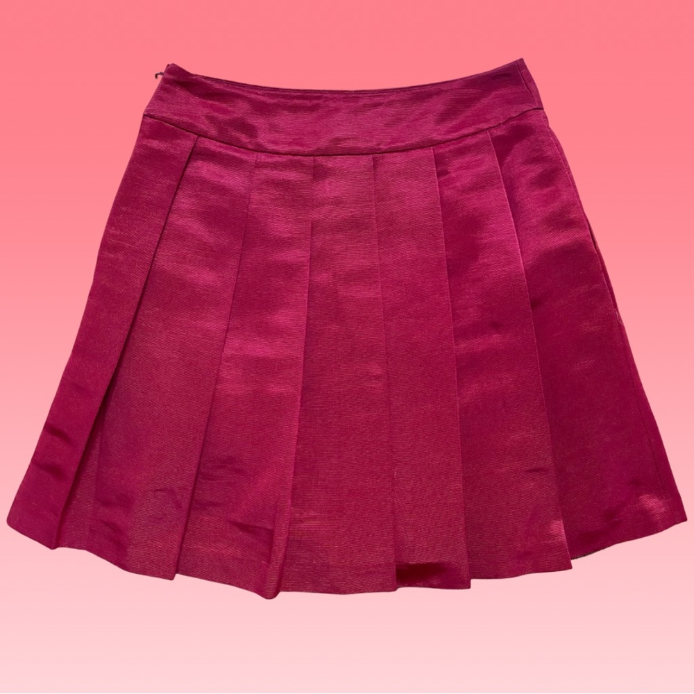 Gorgeous Red Pleated Preppy Academia Collegiate Ann Taylor Mini Skirt ~Small